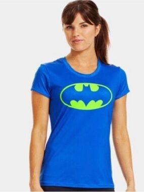 Under Armour Batman logo short sleeve fitted heatgear shirt women’s sz Small